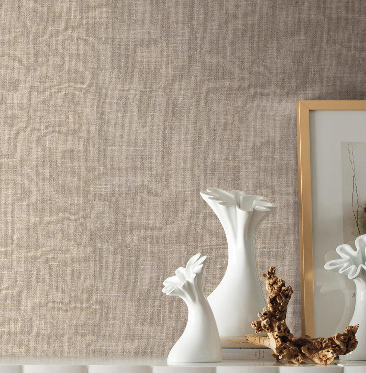 York Gesso Weave Beige Wallpaper