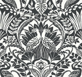 York Egret Damask Black/White Wallpaper