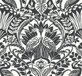York Egret Damask Black/White Wallpaper