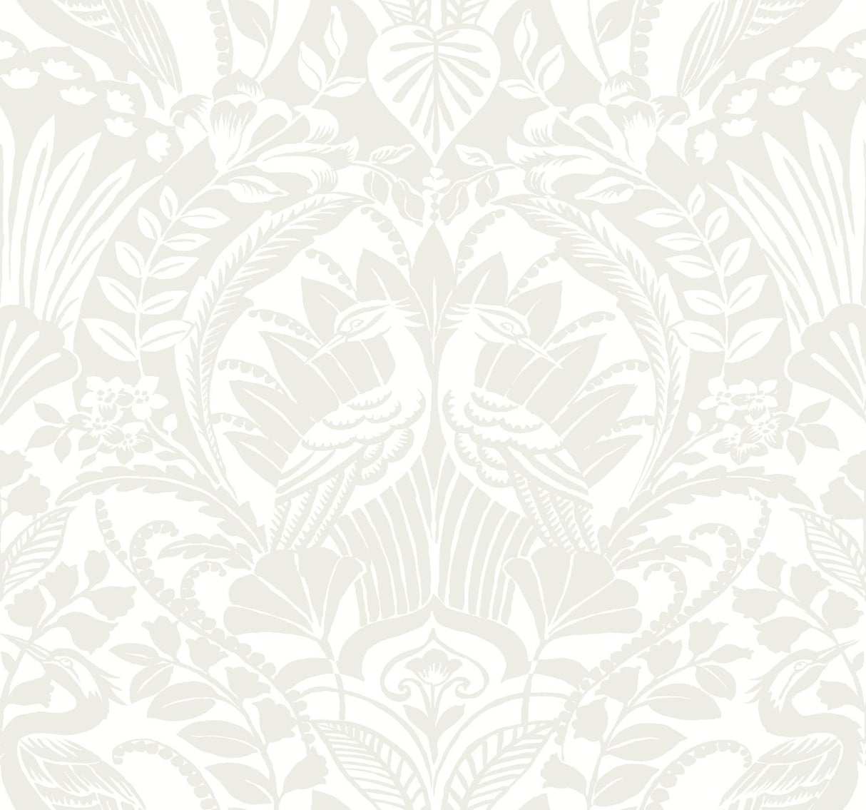 York Egret Damask White/Cream Wallpaper