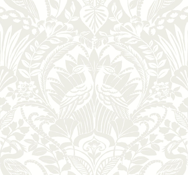 York Egret Damask White/Cream Wallpaper