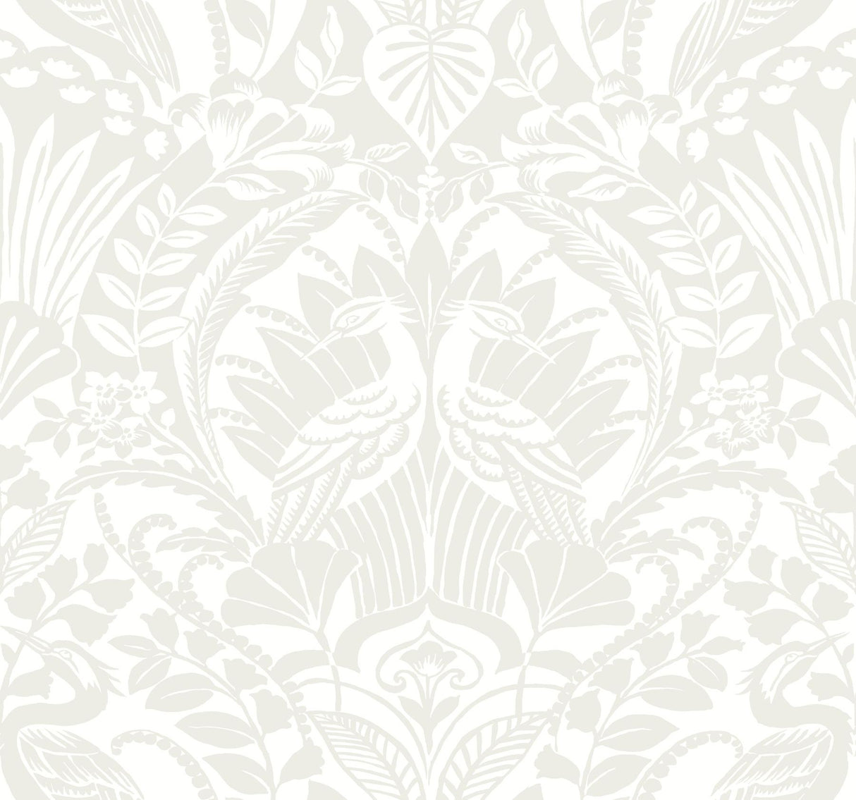 York Egret Damask White/Cream Wallpaper