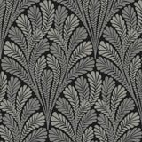 York Shell Damask Black/Glint Wallpaper