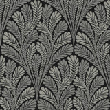 York Shell Damask Black/Glint Wallpaper