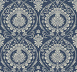 York Imperial Damask Navy/Silver Wallpaper