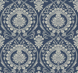 York Imperial Damask Navy/Silver Wallpaper