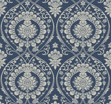York Imperial Damask Navy/Silver Wallpaper