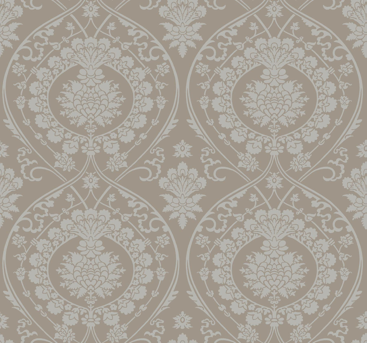 York Imperial Damask Beige/Silver Wallpaper