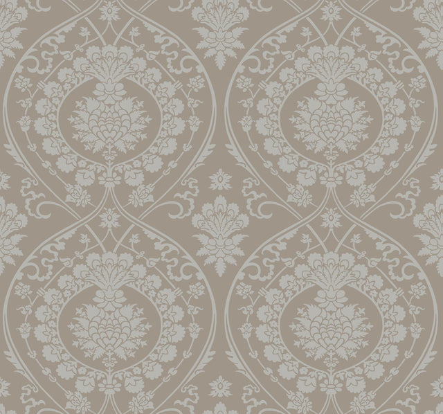 York Imperial Damask Beige/Silver Wallpaper