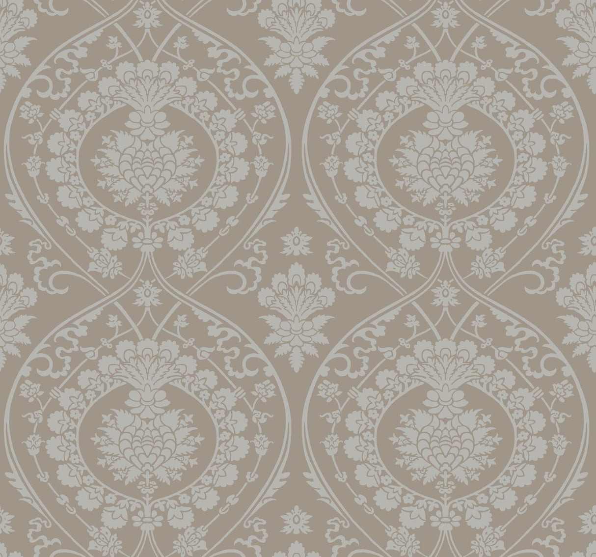 York Imperial Damask Beige/Silver Wallpaper