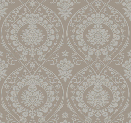 York Imperial Damask Beige/Silver Wallpaper
