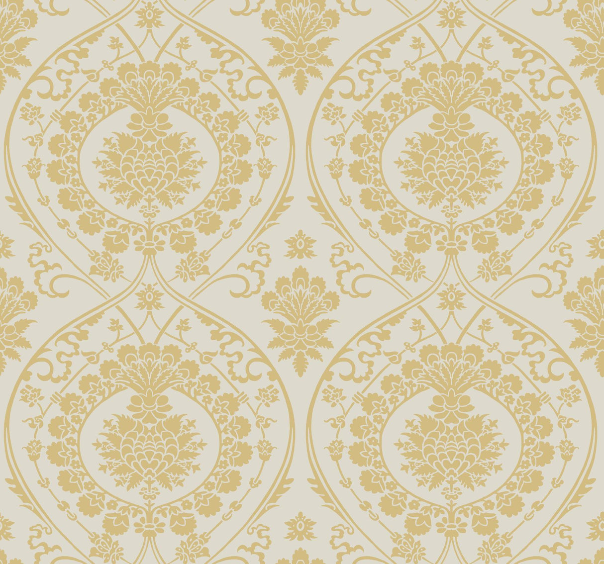 York Imperial Damask Off White/Gold Wallpaper