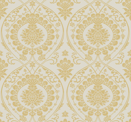 York Imperial Damask Off White/Gold Wallpaper
