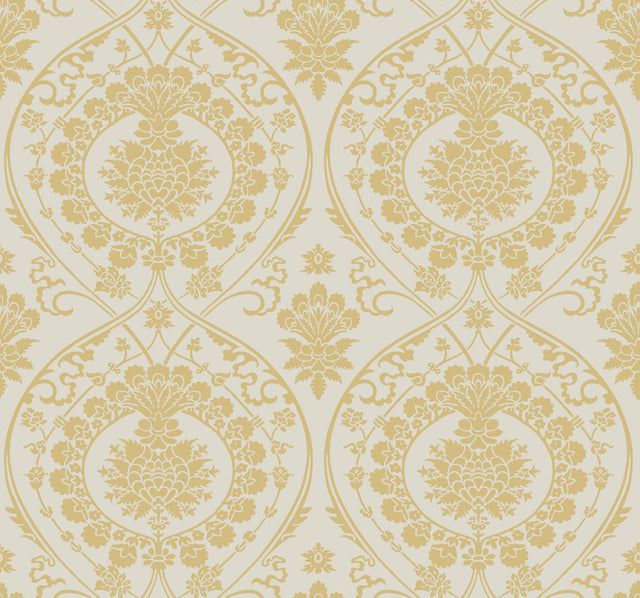 York Imperial Damask Off White/Gold Wallpaper