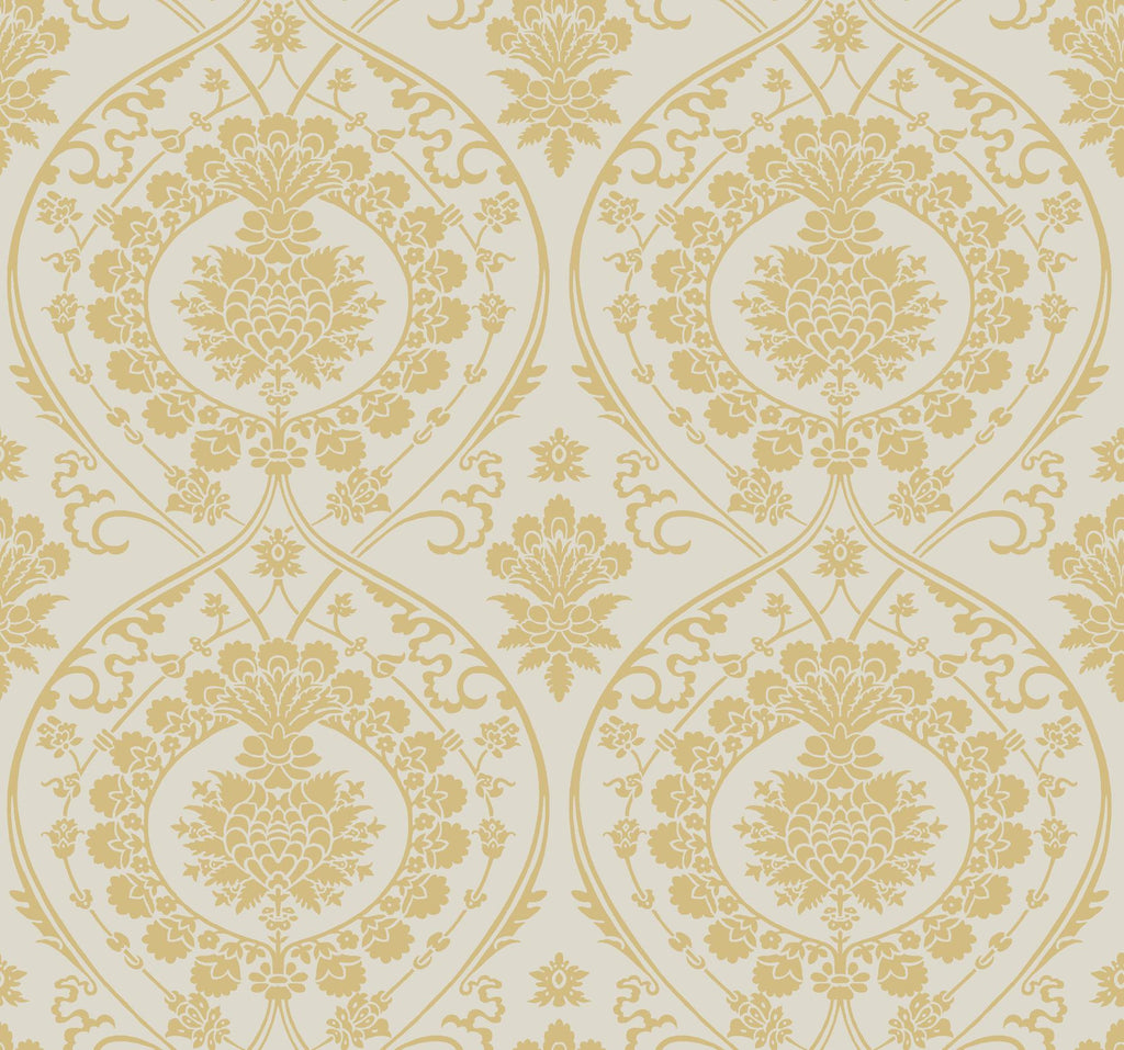 York Imperial Damask Off White/Gold Wallpaper