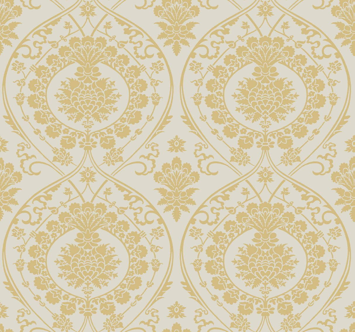 York Imperial Damask Off White/Gold Wallpaper