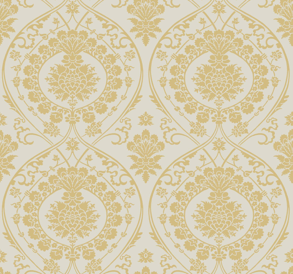 York Imperial Damask Off White/Gold Wallpaper