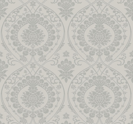 York Imperial Damask Gray/Silver Wallpaper