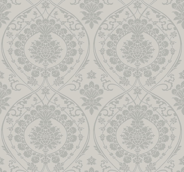 York Imperial Damask Gray/Silver Wallpaper