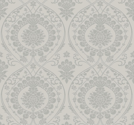 York Imperial Damask Gray/Silver Wallpaper