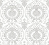 York Imperial Damask White/Silver Wallpaper