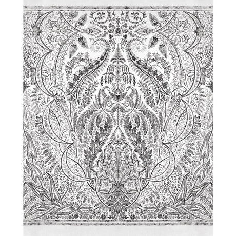 York Jaipur Paisley Damas Mural Black/White Wallpaper