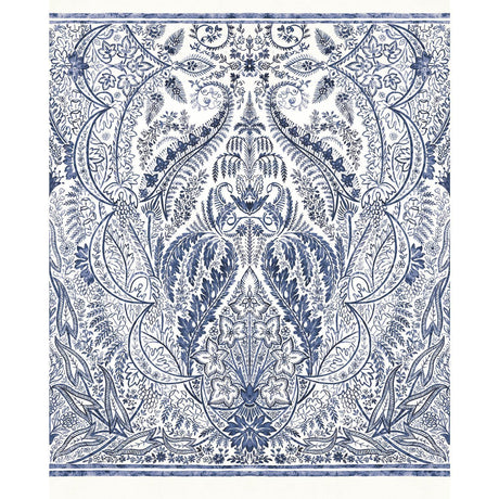 York Jaipur Paisley Damas Mural Blue/White Wallpaper