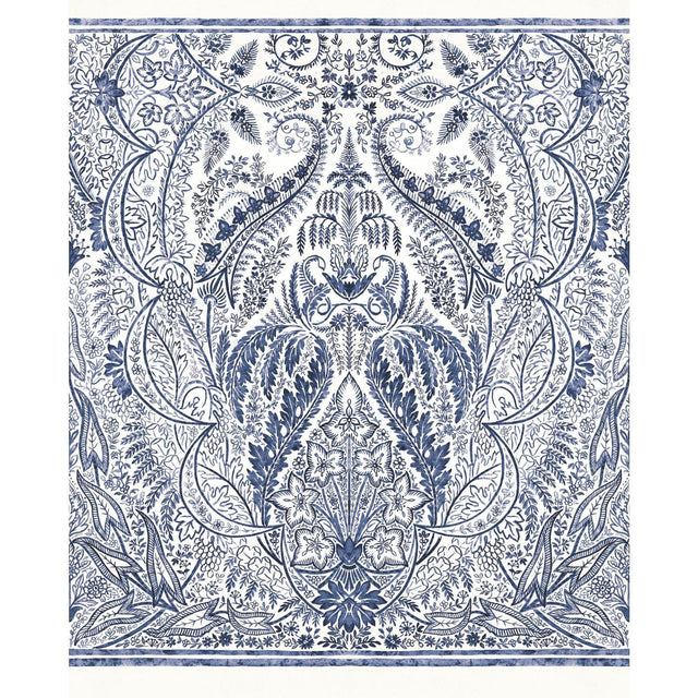 York Jaipur Paisley Damas Mural Blue/White Wallpaper