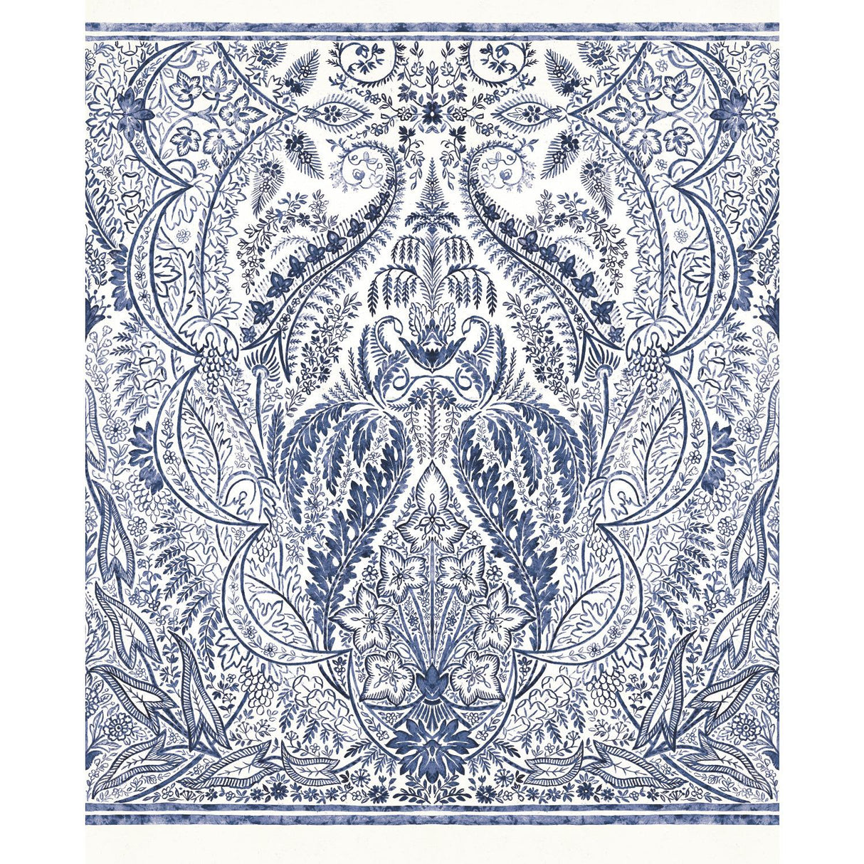 York Jaipur Paisley DamasMural Blue/White Wallpaper