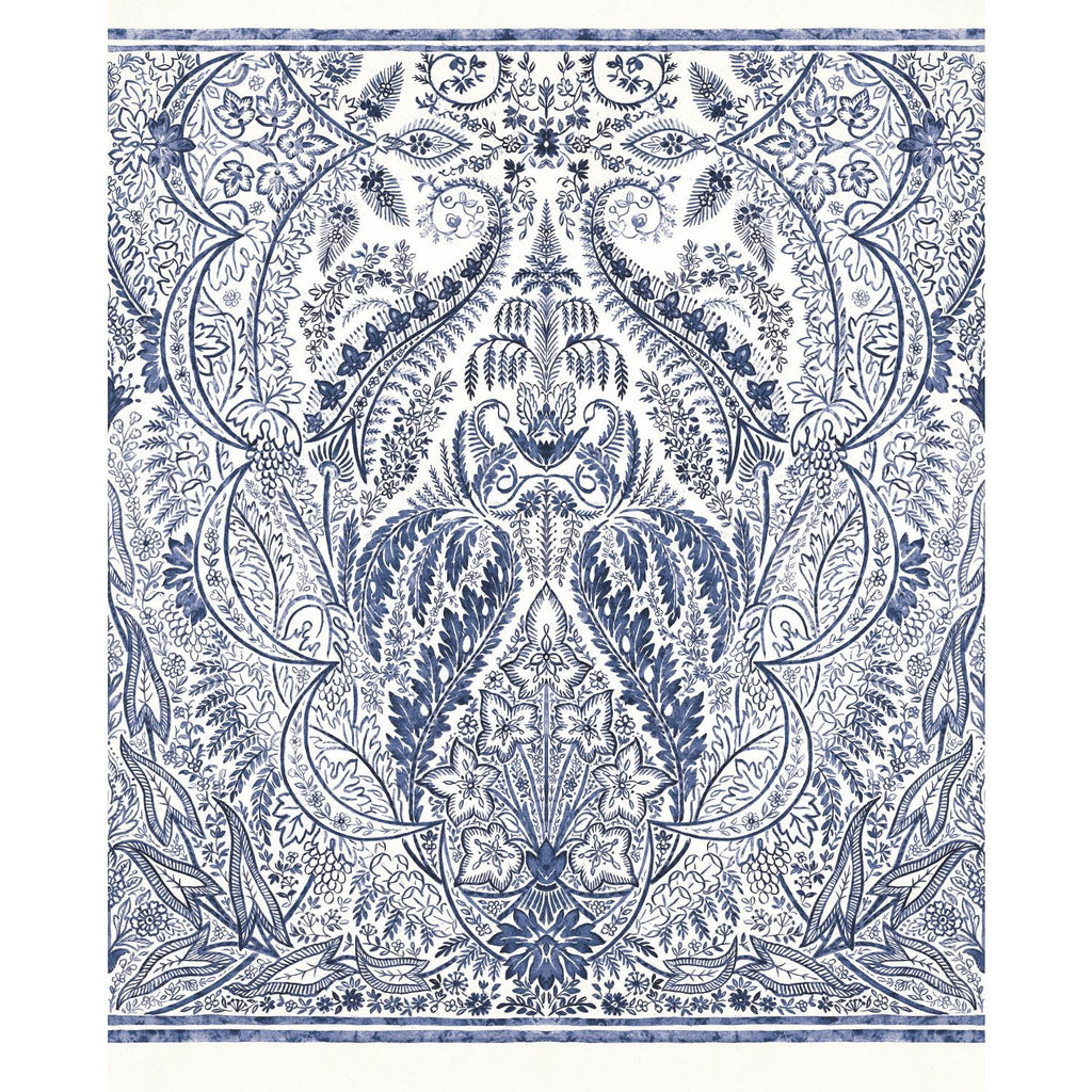 York Jaipur Paisley DamasMural Blue/White Wallpaper