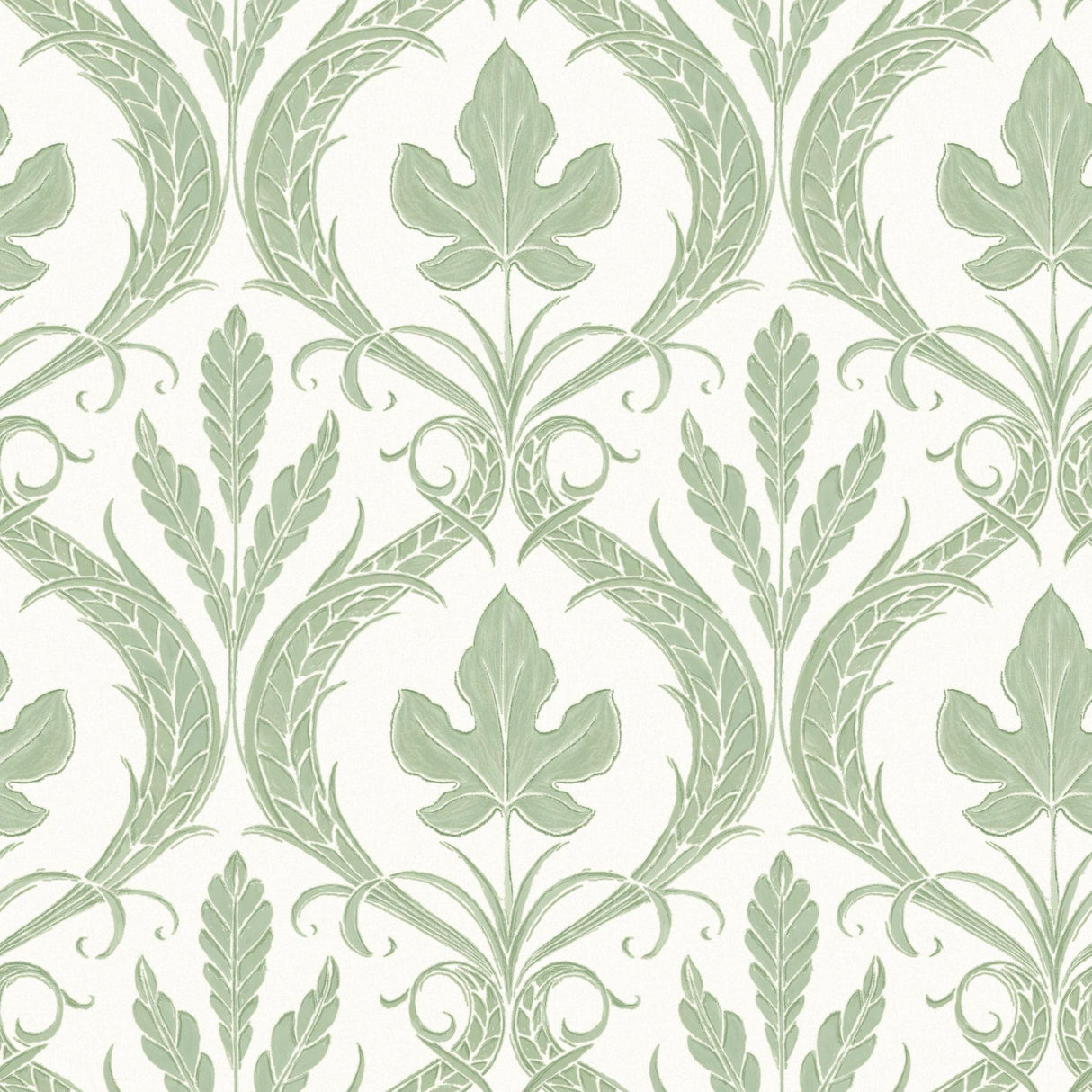 York Adirondack Damask Green/White Wallpaper