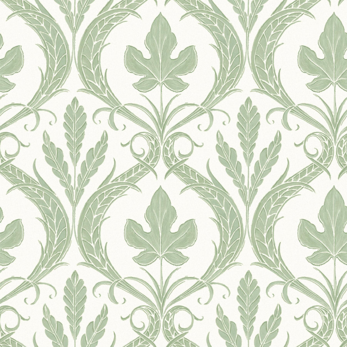 York Adirondack Damask Green/White Wallpaper