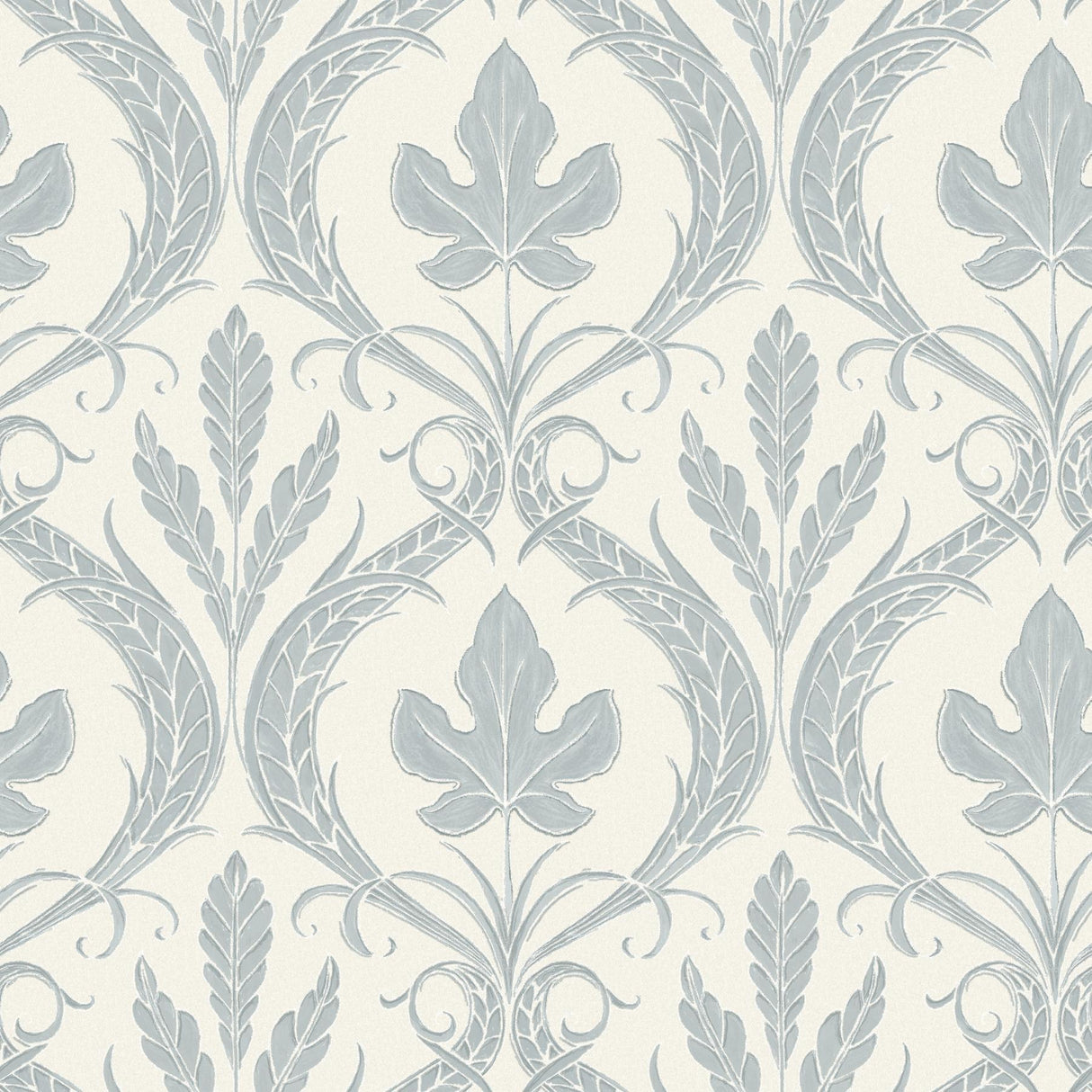 York Adirondack Damask Blue/Beige Wallpaper
