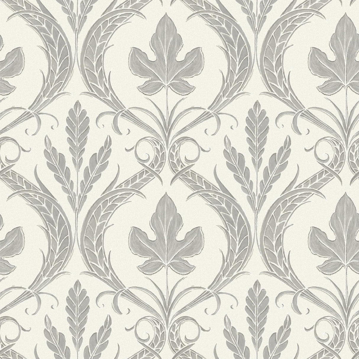 York Adirondack Damask Gray/Beige Wallpaper