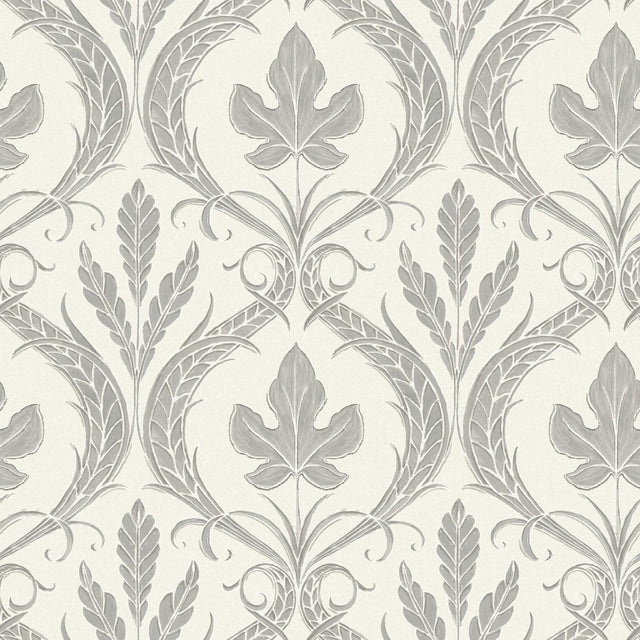 York Adirondack Damask Gray/Beige Wallpaper