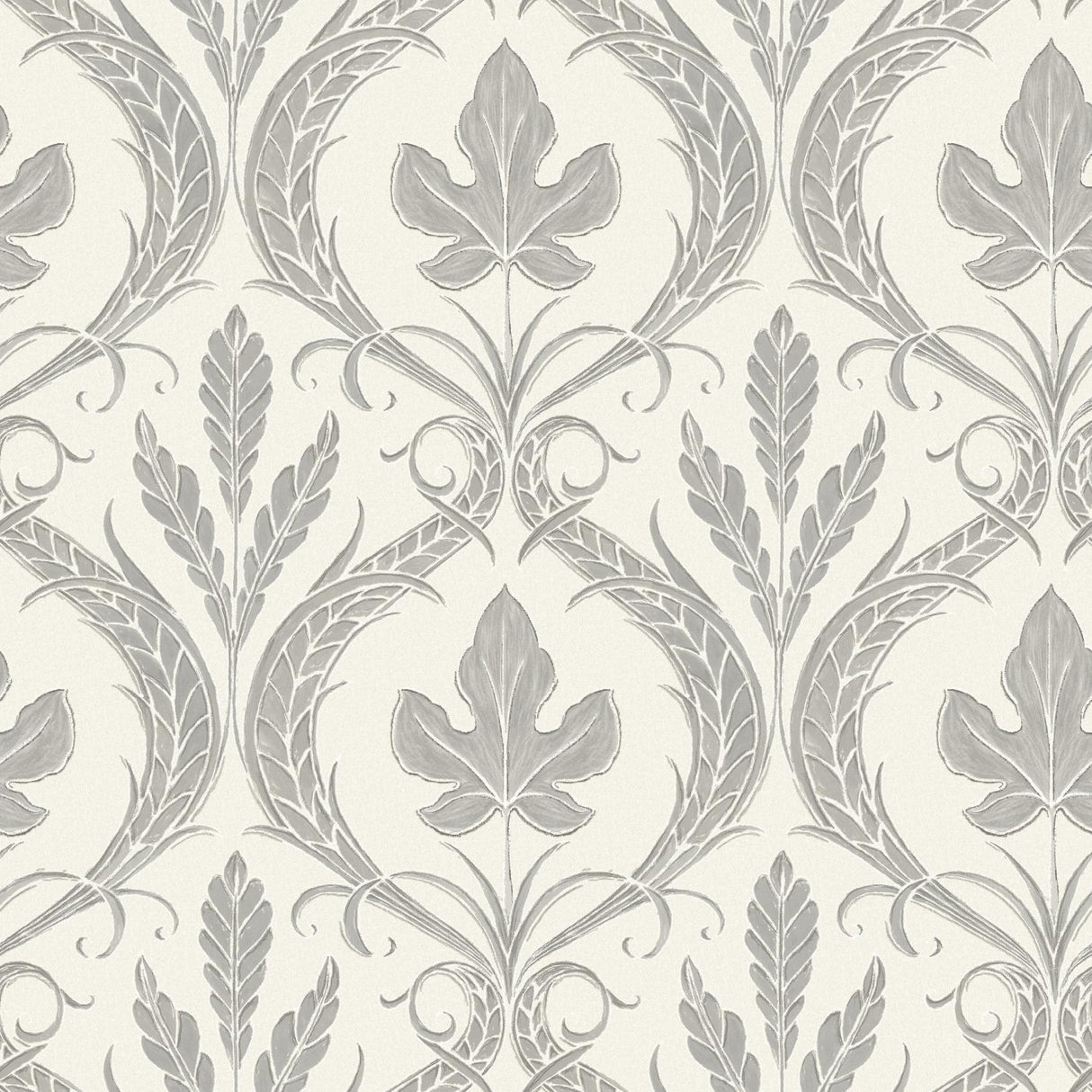 York Adirondack Damask Gray/Beige Wallpaper
