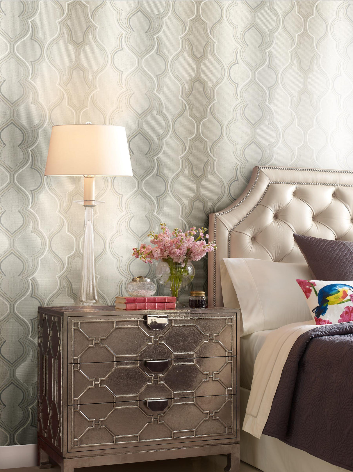York Modern Ombre Damask Beige Wallpaper