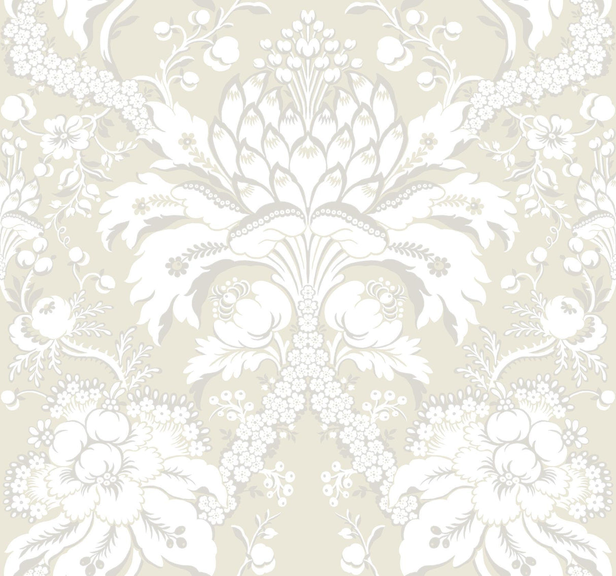 York Royal Fern Damask Beige/Gold Wallpaper
