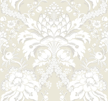 York Royal Fern Damask Beige/Gold Wallpaper