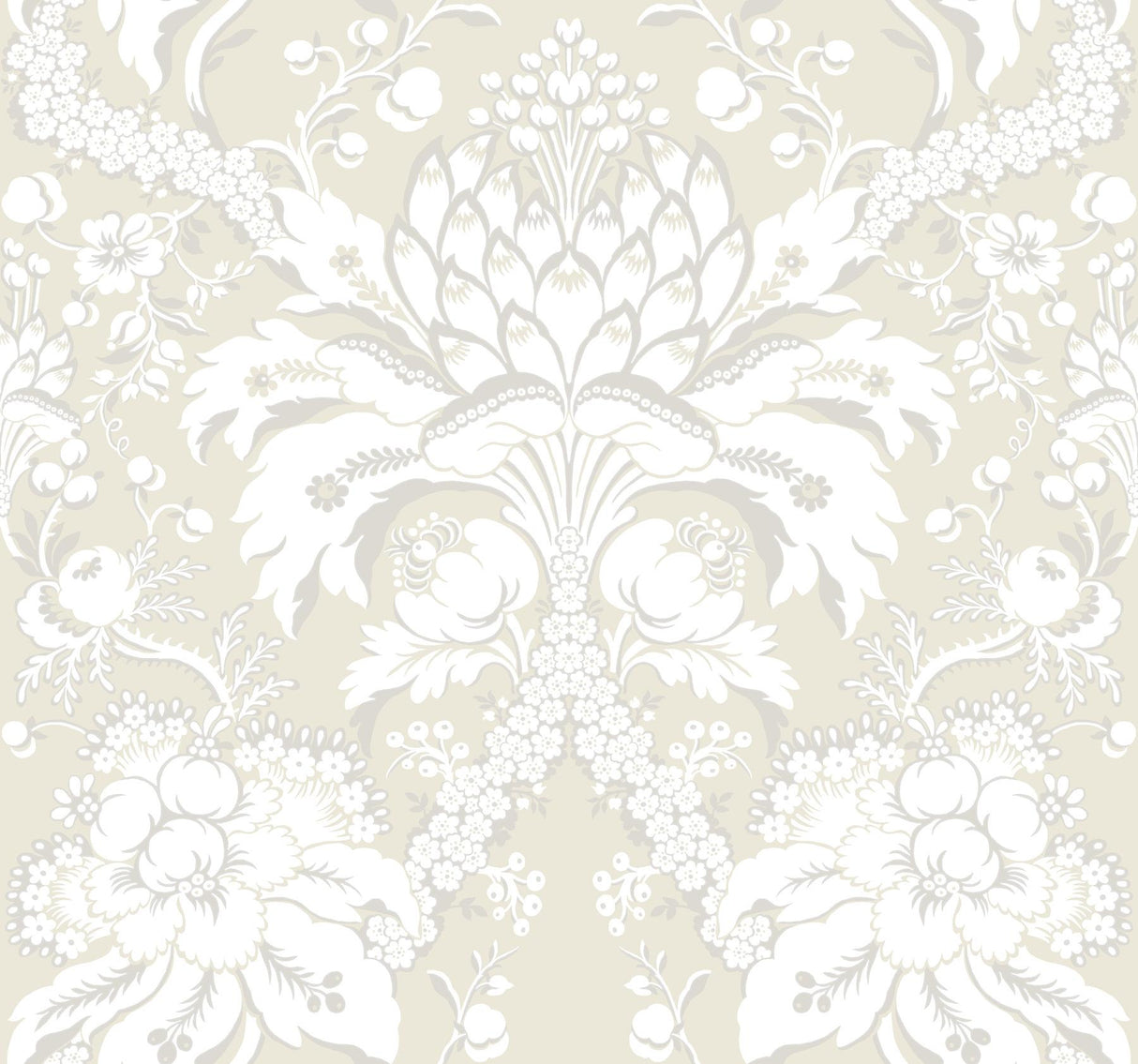 York Royal Fern Damask Beige/Gold Wallpaper