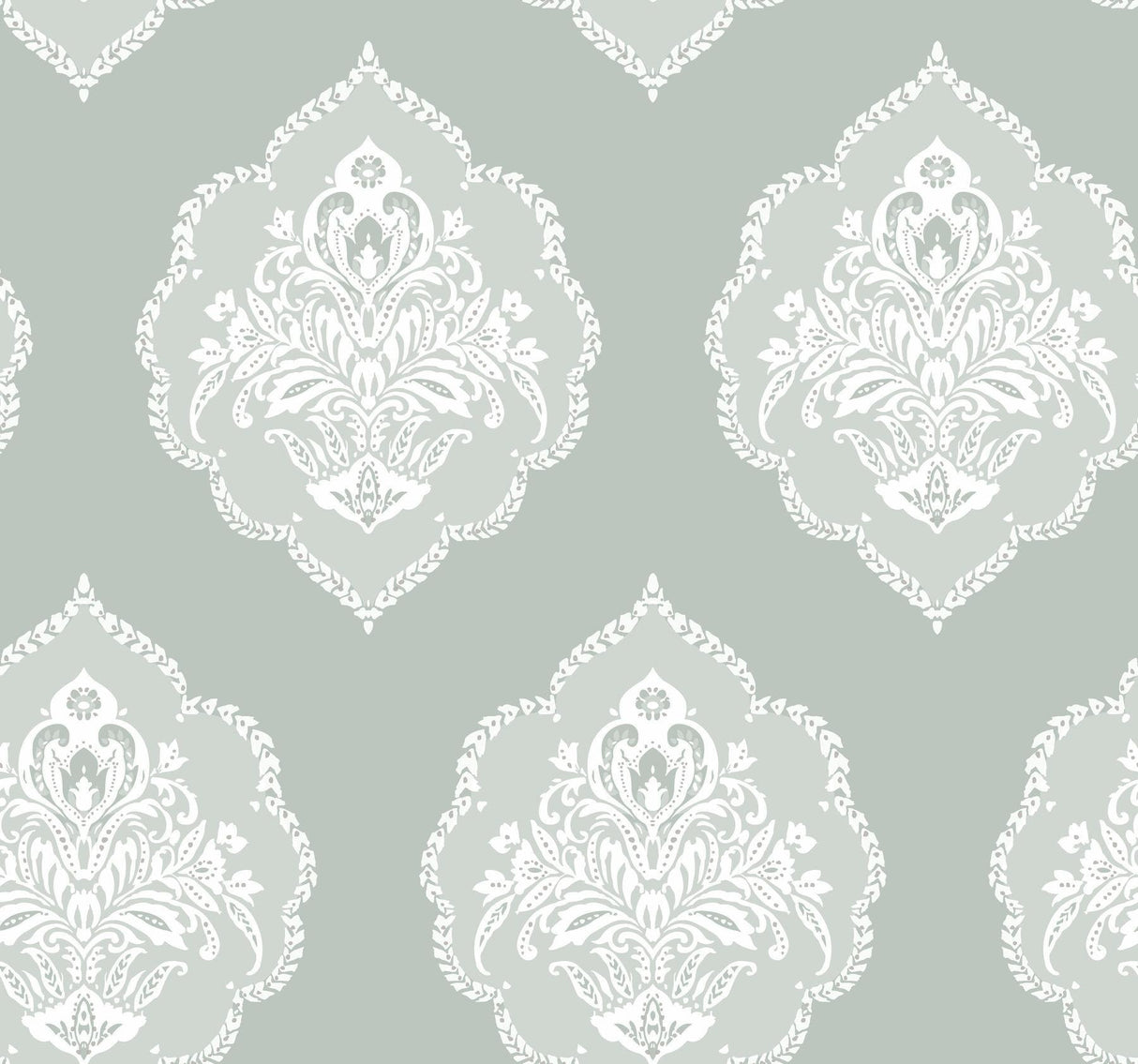 York Signet Medallion Dam Green Wallpaper