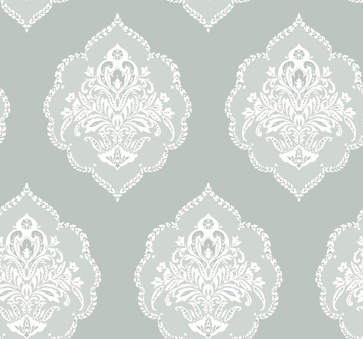 York Signet Medallion Dam Green Wallpaper