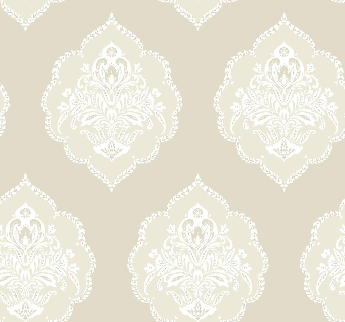 York Signet Beige Medallion Damask Wallpaper – DecoratorsBest
