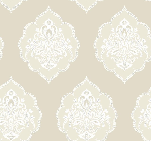 York Signet Medallion Dam Beige Wallpaper