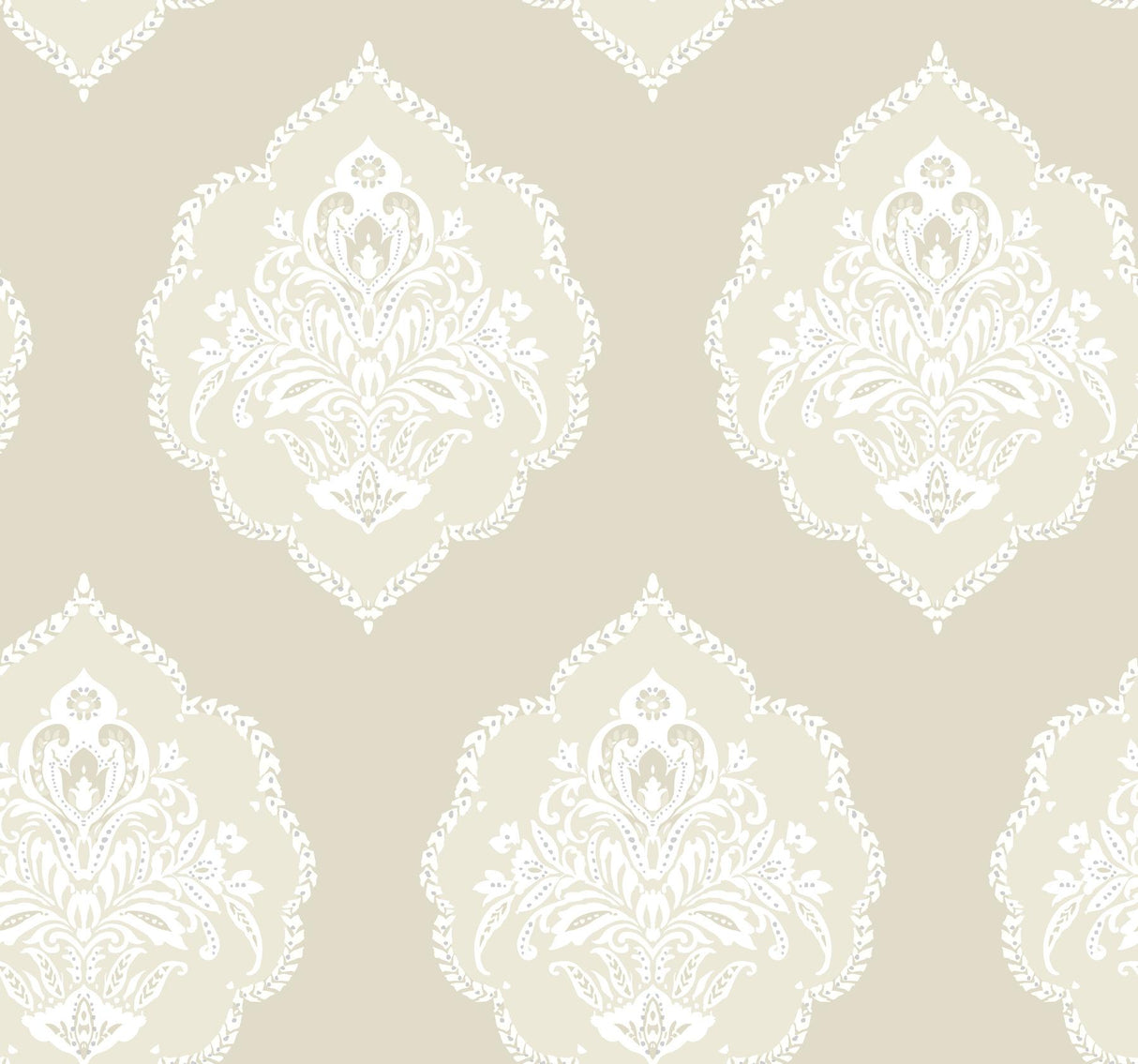 York Signet Medallion Dam Beige Wallpaper