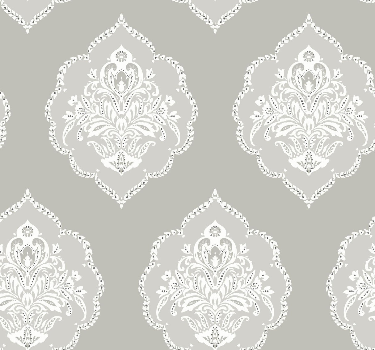 York Signet Medallion Dam Gray Wallpaper