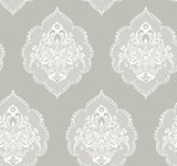 York Signet Medallion Dam Gray Wallpaper