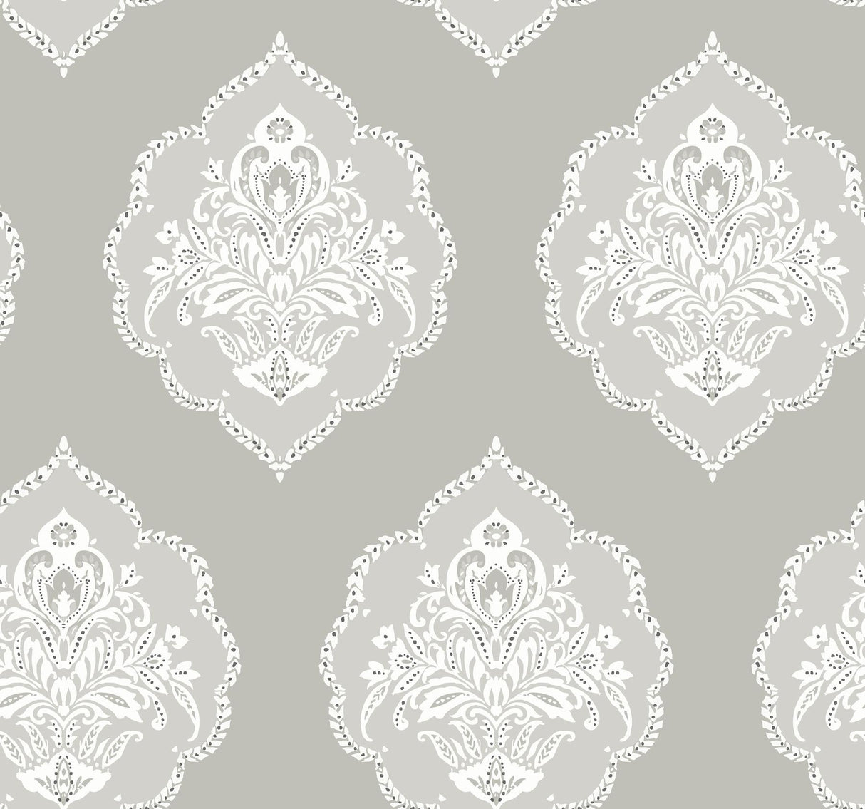 York Signet Medallion Dam Gray Wallpaper