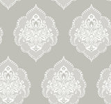 York Signet Medallion Dam Gray Wallpaper