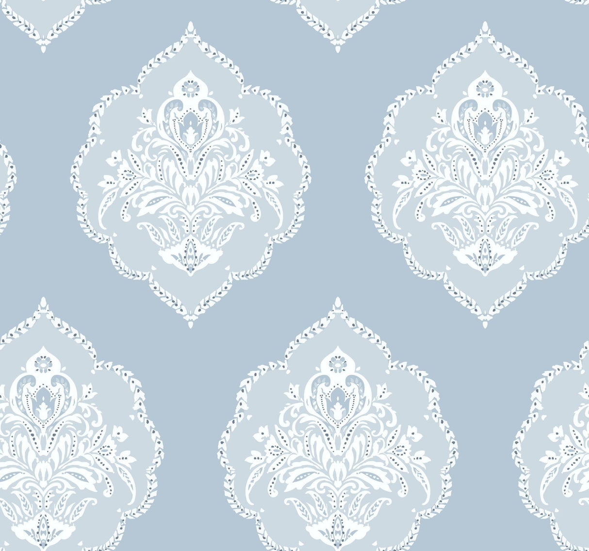 York Signet Medallion Dam Blue Wallpaper